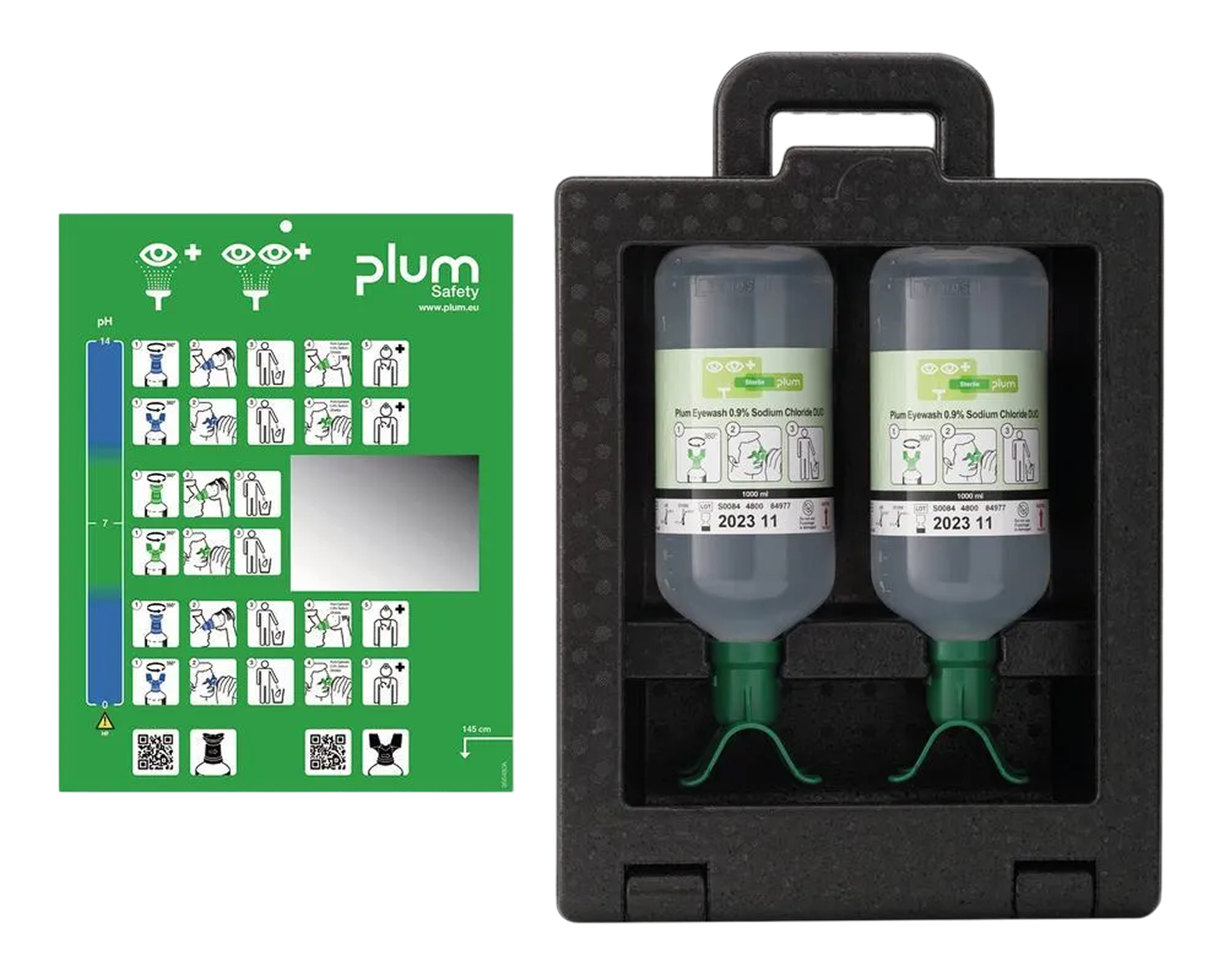 Eye wash station Plum iBox 1 with 1 x eye wash solution 500 ml