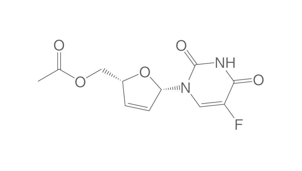 1-(5-O-Acetyl-2,3-dideoxy-ß-L-glycero-pent-2-enofuranosyl)-5-fluorouracil, 1 g