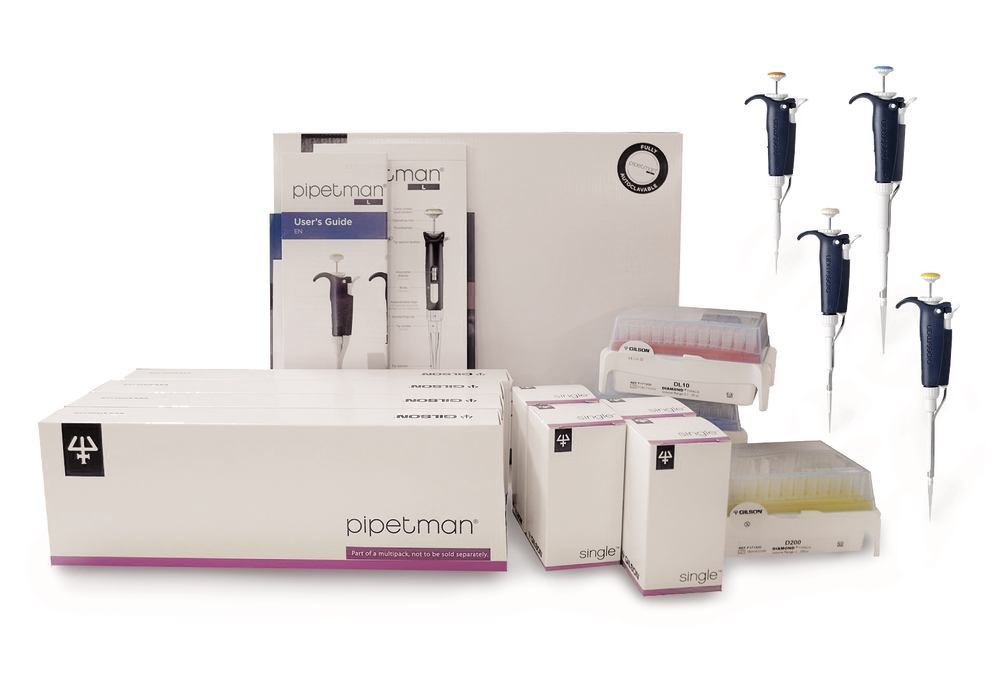 Single-channel microlitre pipette set Pipetman ®  L 4-pipette kit