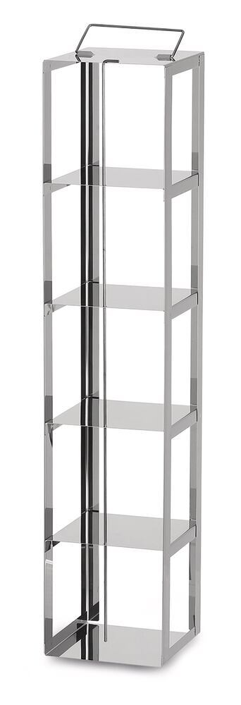 Cryogenic rack stainless steel tall, with securing device, for chest freezers, Suitable for: Box height: 130 mm, 1 x 5, Height: 669 mm