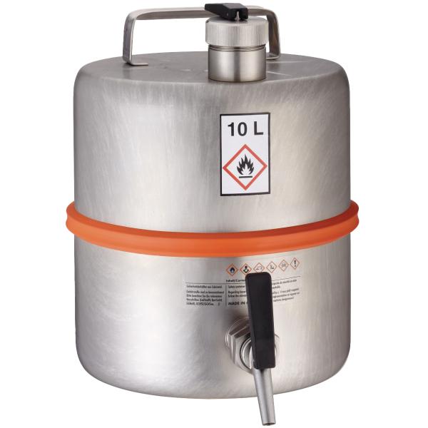 Safety storage container stainless steel, with tab, 10 l