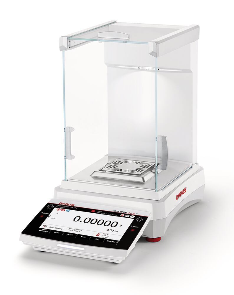 Semi-micro balance Explorer Plus™ EXP series with ioniser and automatic sliding doors, calibrated ex works, 120 g, 0.00001 g