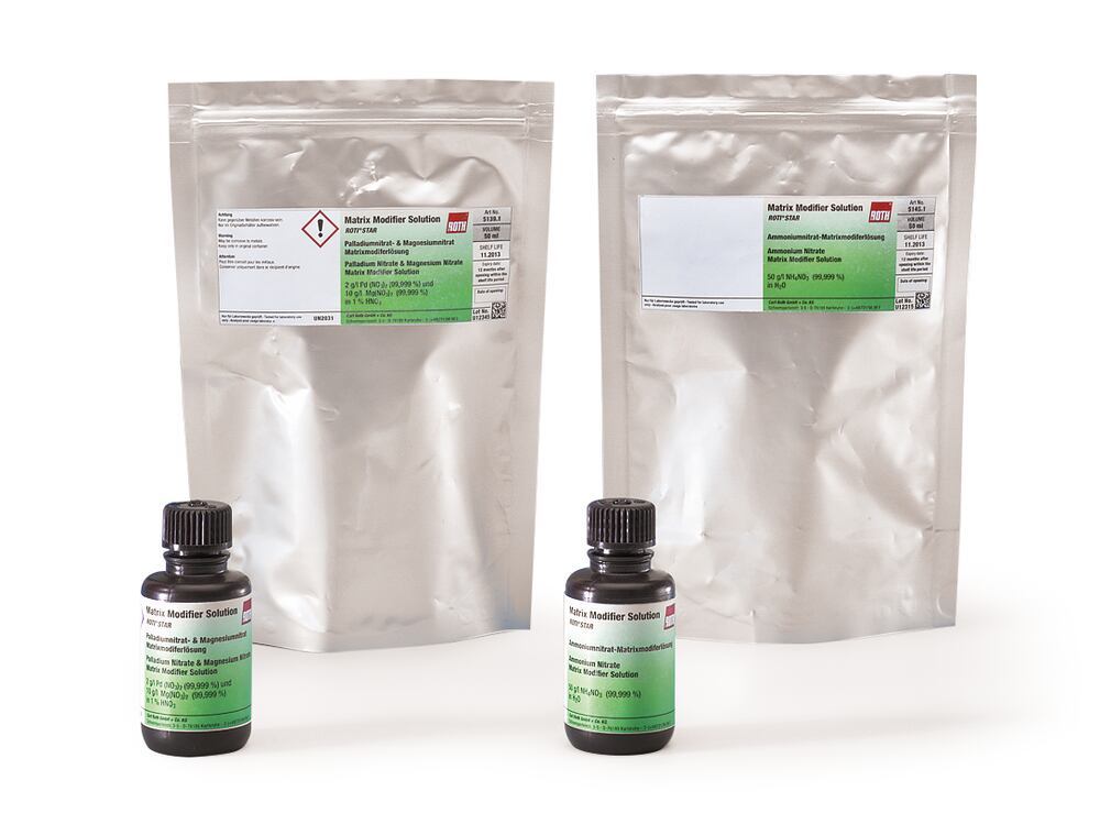 Matrix modifier solutions for graphite furnace AAS