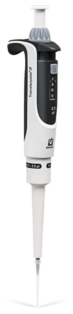 Single-channel microlitre pipette Transferpette ®  S variable, 0.1 to 2.5 µl, D-2.5