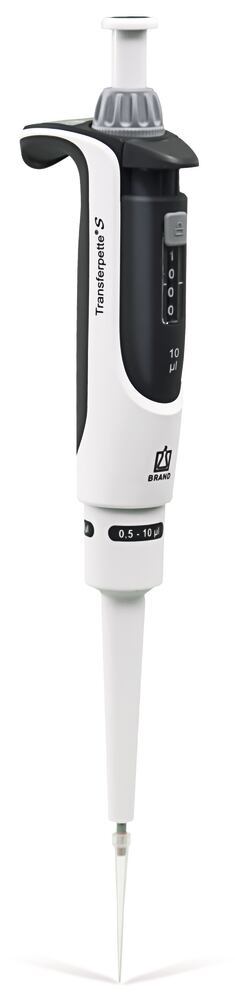 Single-channel microlitre pipette Transferpette ®  S variable, 0.5 to 10 µl, D-10