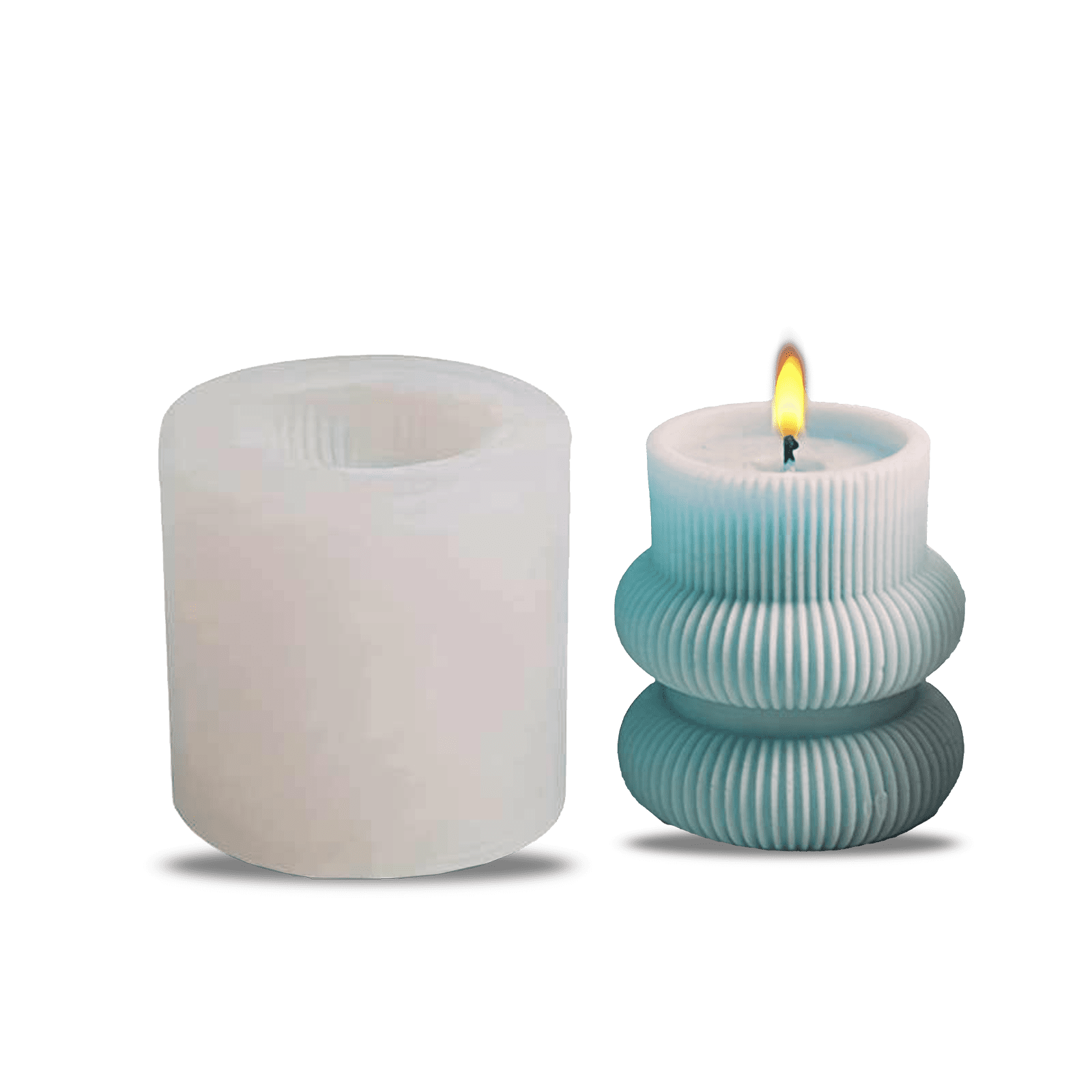 t-14147-72x72 Twisted pillar candle mould made of silicone (for candle making) - 7.2x7.2 cm